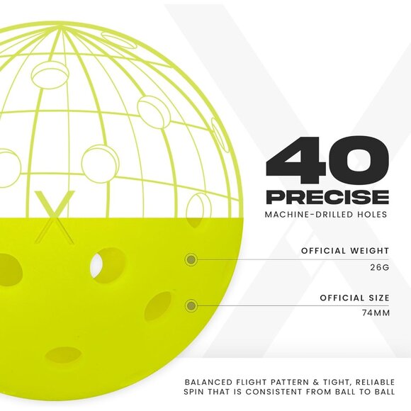 X-40 Outdoor Pickleballs - Official Ball of Pickleball, APP Tour + Open - Regu - Picture 3 of 11